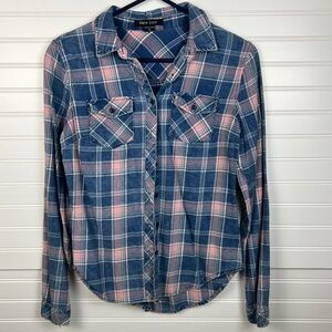 New Look Denim and Pink Checkered Shirt